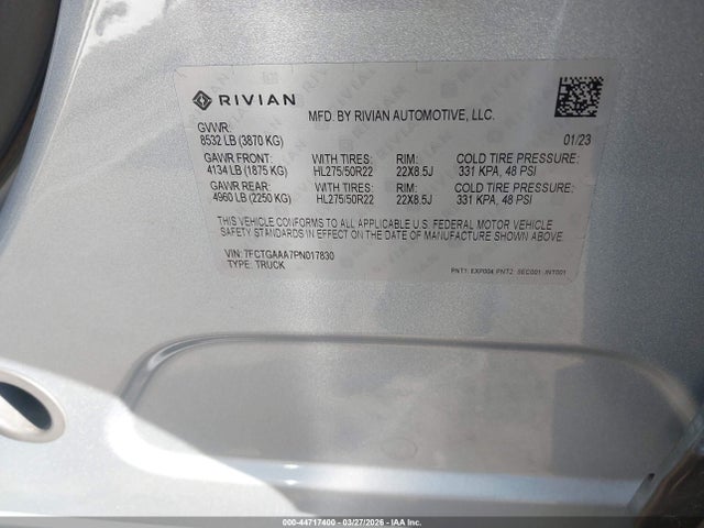 Rivian R1t Adventure Quad Motor Large Pack 2023 7FCTGAAA7PN017830 Image 9