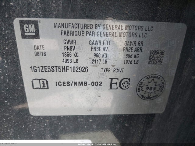 Chevrolet MALIBU 1LT 2017 1G1ZE5ST5HF102926 Image 9