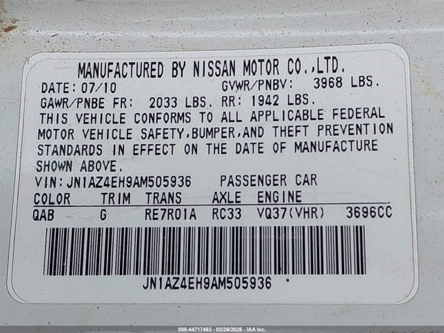 2010 NISSAN 370Z JN1AZ4EH9AM505936 Photo 8
