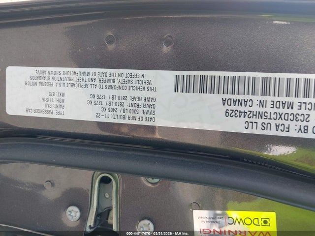 44717470 :رقم المزاد ، 2C3CDXCT5NH244329 vin ، 2022 Dodge Charger R/t مزاد بيع