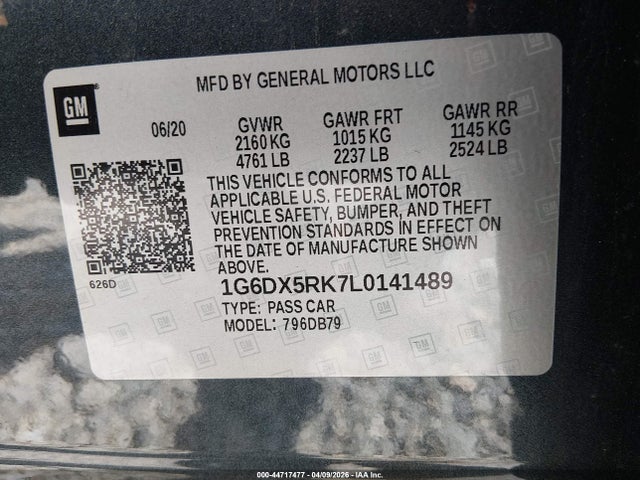 Продаж на аукціоні авто 2020 Cadillac Ct5 Luxury, vin: 1G6DX5RK7L0141489, номер лоту: 44717477