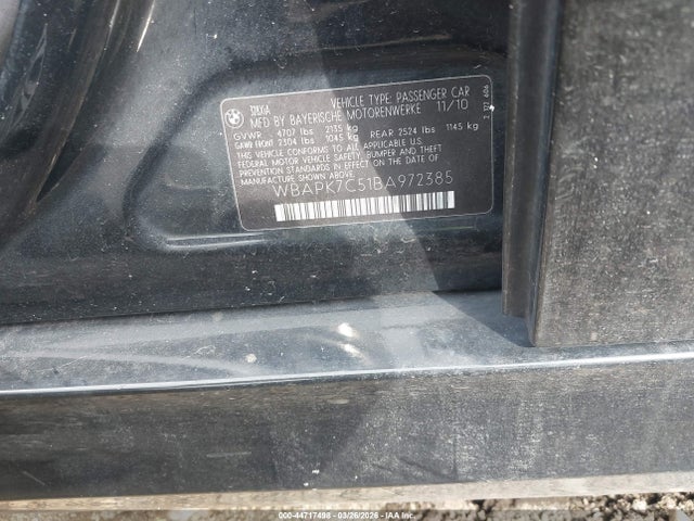 44717498 :رقم المزاد ، WBAPK7C51BA972385 vin ، 2011 Bmw 328i Xdrive مزاد بيع