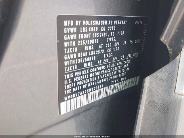 2016 VOLKSWAGEN TIGUAN WVGBV7AX2GW520119 Photo 8