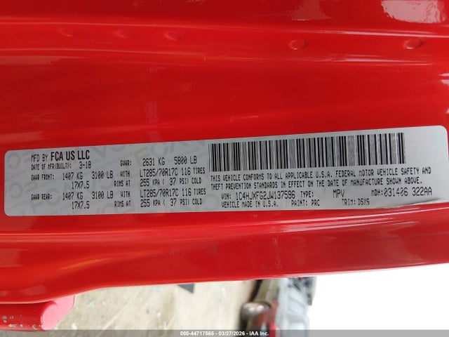 1C4HJXFG2JW137596 Jeep Wrangler Unlimited Rubicon 4x4