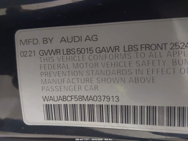 2021 AUDI A5 SPORTBACK WAUABCF58MA037913 Photo 8