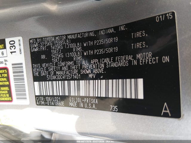 Toyota Sienna Se 8 Passenger 2015 5TDXK3DC4FS571401 Image 9