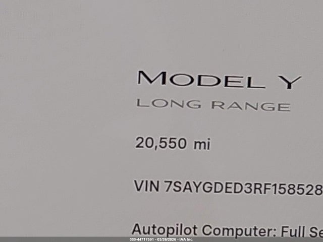 Продажа на аукционе авто 2024 Tesla Model Y Long Range Single Motor Rear-wheel Drive/rwd, vin: 7SAYGDED3RF158528, номер лота: 44717591
