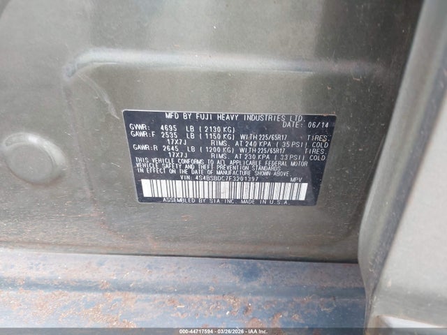 Aukcja sprzedaży 2015 Subaru Outback 2.5i Premium, vin: 4S4BSBDC7F3201397, numer aukcji: 44717594