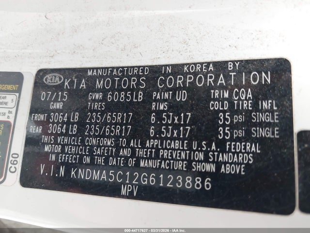 KNDMA5C12G6123886 KIA Sedona L