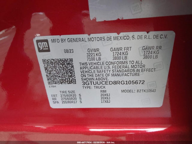 3GTUUCED8RG105672 GMC Sierra 1500 4wd Short Box Elevation With 3sb