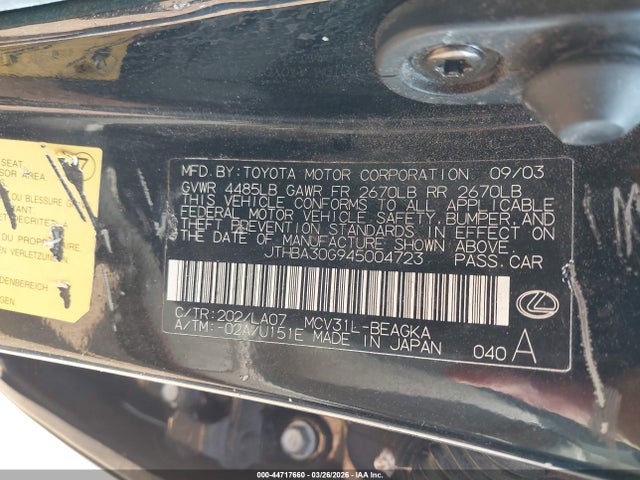 2004 LEXUS ES 330 JTHBA30G945004723 Photo 8