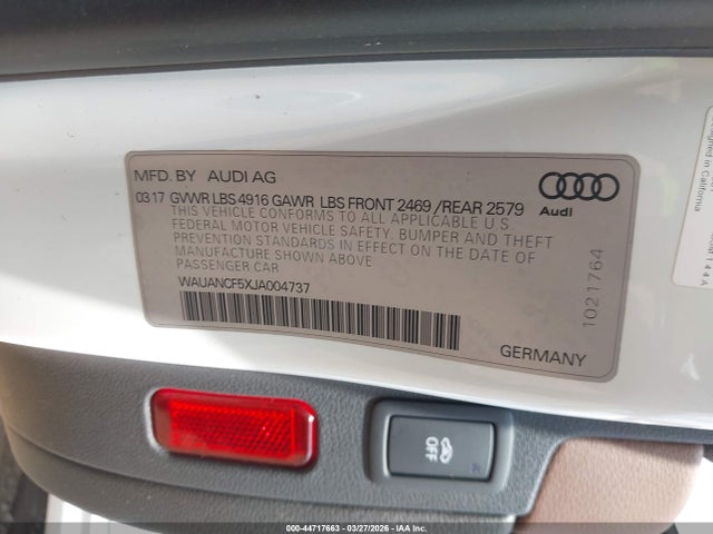 44717663 :رقم المزاد ، WAUANCF5XJA004737 vin ، 2018 Audi A5 2.0t Premium مزاد بيع