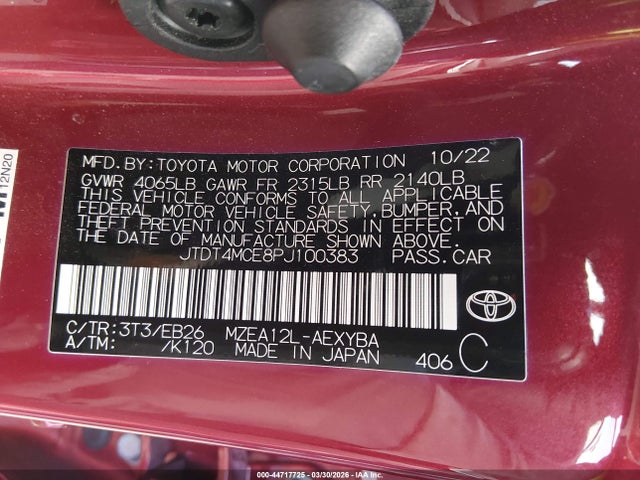 2023 TOYOTA COROLLA JTDT4MCE8PJ100383 Photo 8