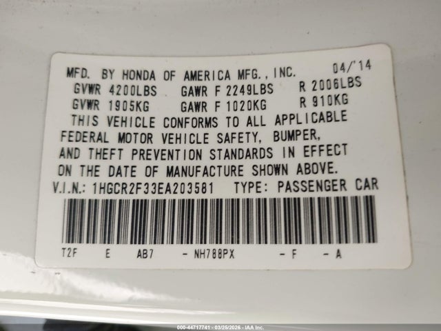 Honda ACCORD LX 2014 1HGCR2F33EA203581 Image 9