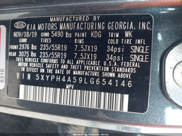 5XYPH4A59LG654146 KIA Sorento 3.3l Ex
