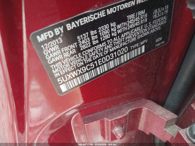 Продаж на аукціоні авто 2014 Bmw X3 Xdrive28i, vin: 5UXWX9C51E0D31020, номер лоту: 44717760