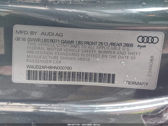 Продажа на аукционе авто 2017 Audi A5 2.0t Sport, vin: WAUD2AFH8HN000760, номер лота: 44717761