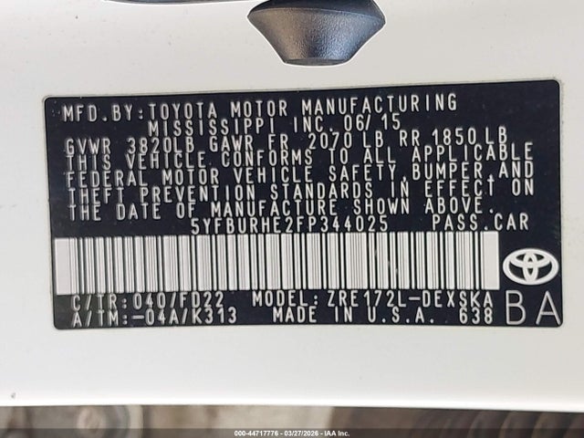 Toyota Corolla S Plus 2015 5YFBURHE2FP344025 Image 9