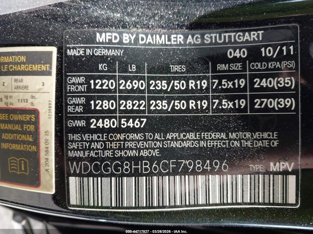 Продаж на аукціоні авто 2012 Mercedes-benz Glk 350 4matic, vin: WDCGG8HB6CF798496, номер лоту: 44717827