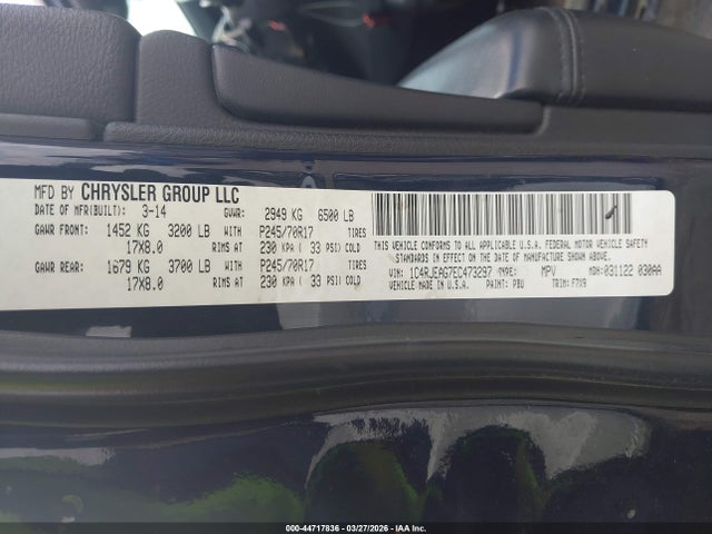 2014 Jeep Grand Cherokee Laredo მანქანა იყიდება აუქციონზე, vin: 1C4RJEAG7EC473297, აუქციონის ნომერი: 44717836