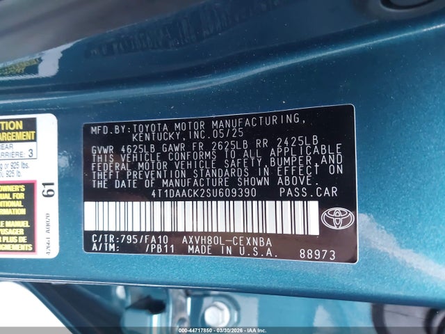 Toyota Camry 2025 4T1DAACK2SU609390 Image 22