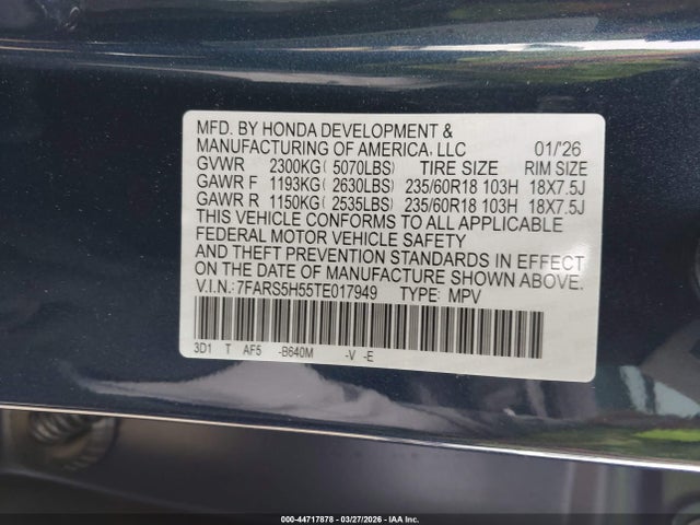 7FARS5H55TE017949 Honda Cr-v Hybrid 2wd Sport