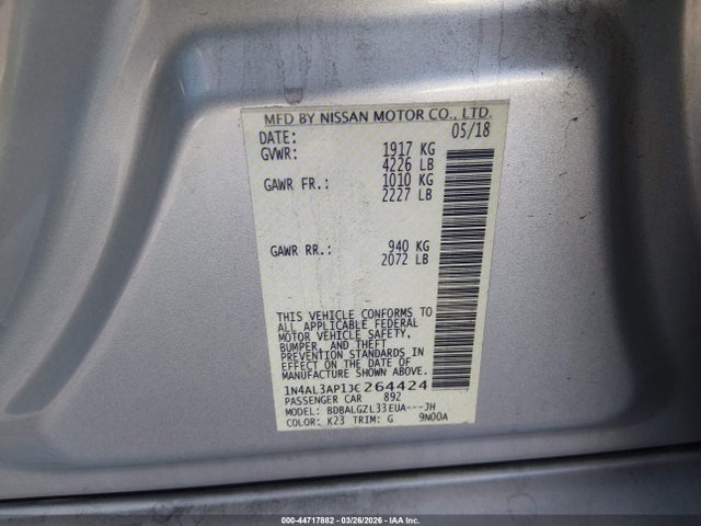 Nissan Altima 2.5 S 2018 1N4AL3AP1JC264424 Image 9