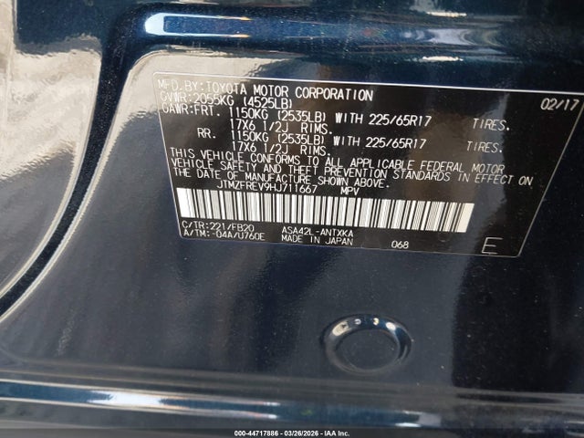 JTMZFREV9HJ711667 Toyota RAV4 LE