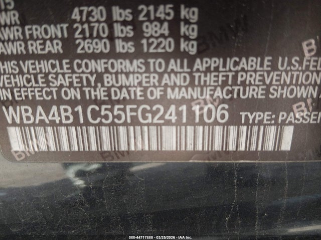 Продажа на аукционе авто 2015 Bmw 435i Gran Coupe, vin: WBA4B1C55FG241106, номер лота: 44717888