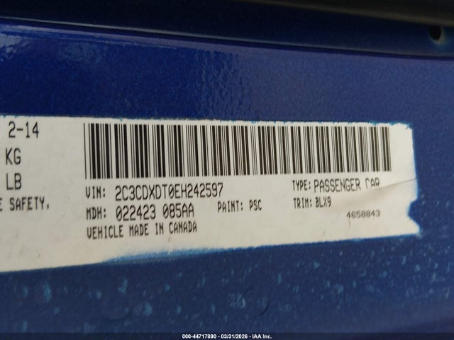 Продажа на аукционе авто 2014 Dodge Charger R/t Plus, vin: 2C3CDXDT0EH242597, номер лота: 44717890
