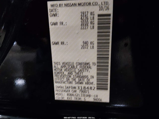 1N4AL3AP3HN318482 Nissan Altima 2.5 S