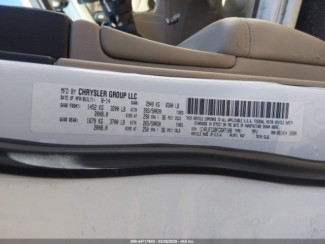 2015 Jeep Grand Cherokee Overland მანქანა იყიდება აუქციონზე, vin: 1C4RJFCG8FC607108, აუქციონის ნომერი: 44717942