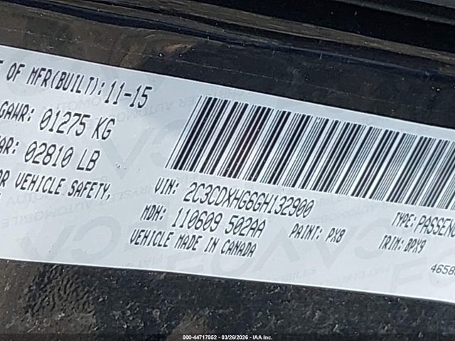 Aukcja sprzedaży 2016 Dodge Charger Sxt, vin: 2C3CDXHG6GH132900, numer aukcji: 44717952