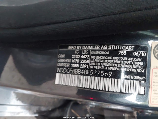 44717954 :رقم المزاد ، WDDGF8BB4BF527569 vin ، 2011 Mercedes-benz C 300 Luxury 4matic/sport 4matic مزاد بيع