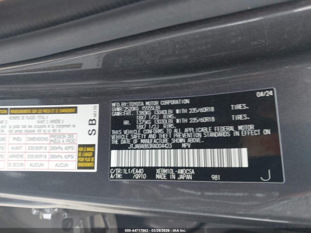 Auction sale of the 2024 Lexus Rz 300e Premium, vin: JTJABABB3RA004423, lot number: 44717962