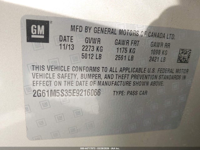 Aukcja sprzedaży 2014 Cadillac Xts Luxury, vin: 2G61M5S35E9216066, numer aukcji: 44717973