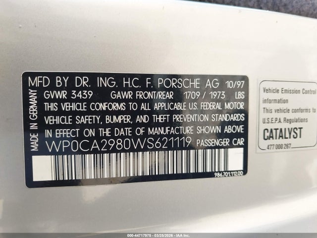 1998 PORSCHE BOXSTER WP0CA2980WS621119 Photo 8