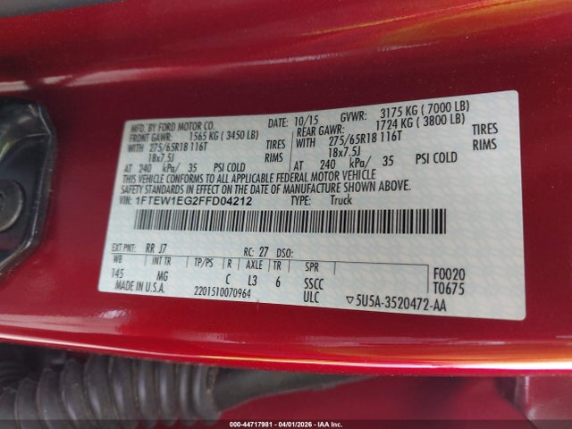 Ford F-150 Xlt 2015 1FTEW1EG2FFD04212 Image 9