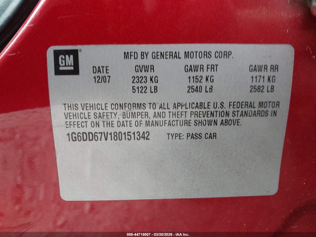 2008 CADILLAC STS 1G6DD67V180151342 Photo 8