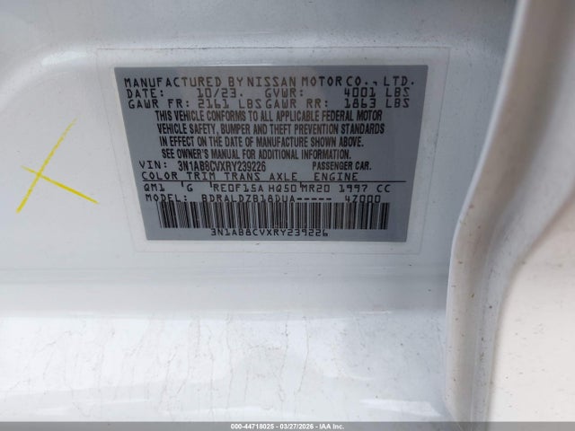 44718025 :رقم المزاد ، 3N1AB8CVXRY239226 vin ، 2024 Nissan Sentra Sv Xtronic Cvt مزاد بيع