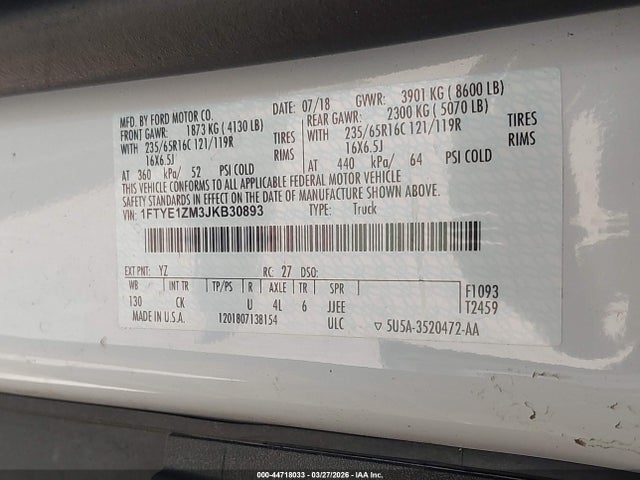 2018 FORD TRANSIT-150 1FTYE1ZM3JKB30893 Photo 8