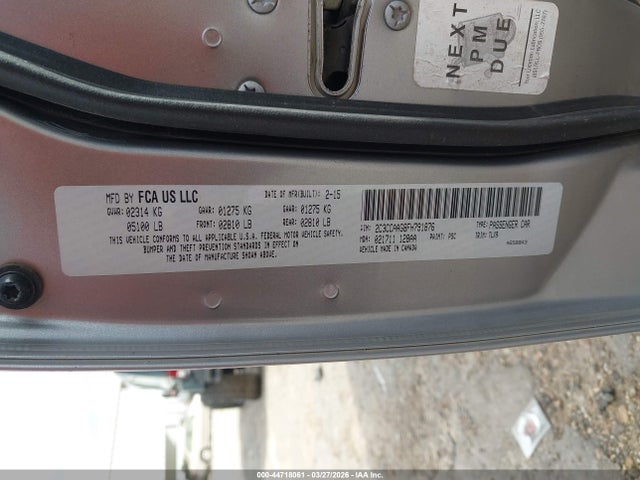 Продажа на аукционе авто 2015 Chrysler 300 Limited, vin: 2C3CCAAG8FH791876, номер лота: 44718061
