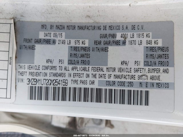 Mazda Mazda3 I Sport 2016 3MZBM1U72GM254159 Image 9