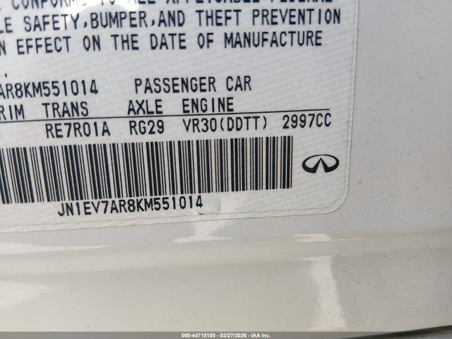 Продажа на аукционе авто 2019 Infiniti Q50 3.0t Luxe, vin: JN1EV7AR8KM551014, номер лота: 44718105