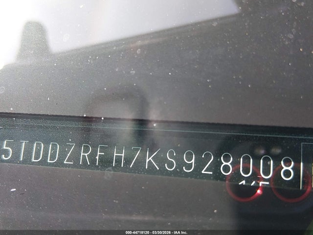 5TDDZRFH7KS928008 Toyota Highlander Limited Platinum