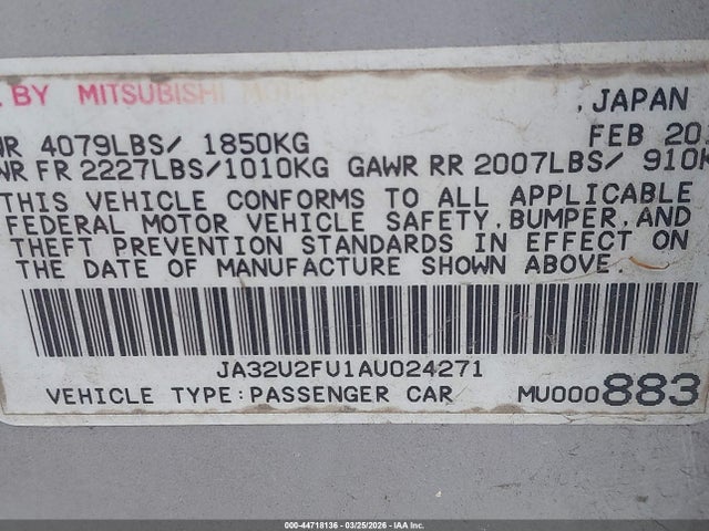 2010 MITSUBISHI LANCER JA32U2FU1AU024271 Photo 8