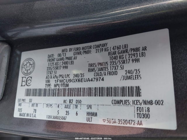 Aukcja sprzedaży 2014 Ford Escape Se, vin: 1FMCU9GX6EUA47974, numer aukcji: 44718145