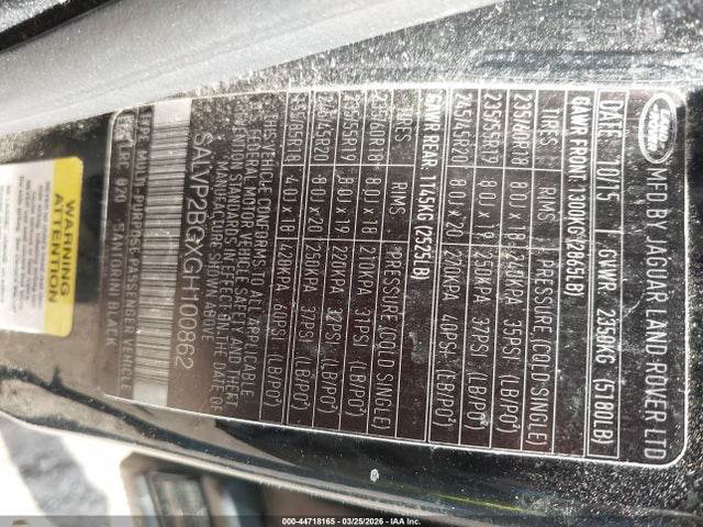 2016 LAND ROVER RANGE ROVER EVOQUE SALVP2BGXGH100862 Photo 8