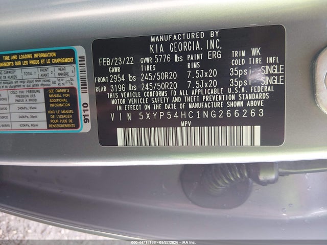 Продаж на аукціоні авто 2022 Kia Telluride Sx, vin: 5XYP54HC1NG266263, номер лоту: 44718168
