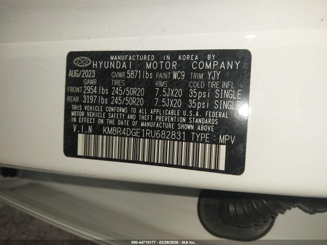 KM8R4DGE1RU682831 Hyundai Palisade Sel